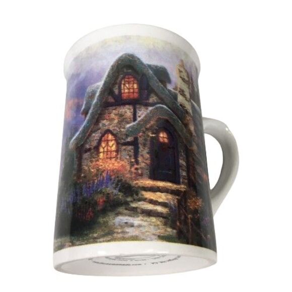 Thomas Kinkade Coffee Cups Mugs 4" Christmas Winter Horse Sleigh Lot Set of 4 - Picture 6 of 10